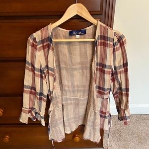 Neutral palette checkered cardigan top